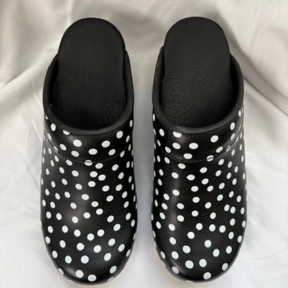 Sanita Black and White Polka Dot Clogs - Picture 5 of 6